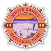 White Sands National Park Retro Compass Embleem Sticker (Voorkant)