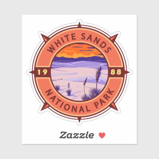 White Sands National Park Retro Compass Embleem Sticker (Vel)