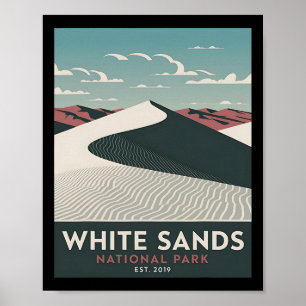 White Sands National Park Vintage Kamperen Wandele Poster