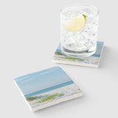 White Sandy Beach Florida Coastline Stenen Onderzetter (Zijkant)