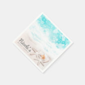 White Sandy Beach Starfish Blue Ocean Custom Party Servet (Hoek)