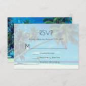 White Sandy Beach with Coconut Palms Wedding RSVP (Voorkant / Achterkant)
