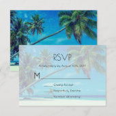White Sandy Beach with Coconut Palms Wedding RSVP Kaartje (Voorkant / Achterkant)