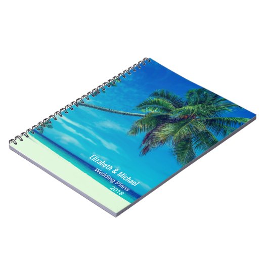 White Sandy Beach with Palm Trees Wedding Plans Notitieboek (Linkerzijde)