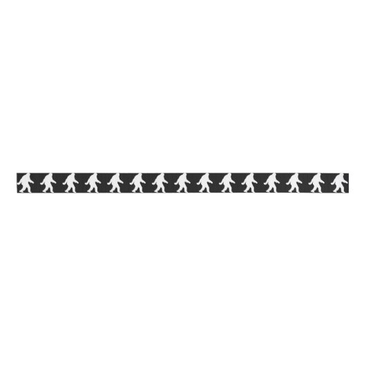 White Sasquatch Silhouette voor donkere achtergron Grosgrain Lint (Voorkant)