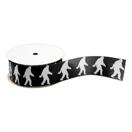 White Sasquatch Silhouette voor donkere achtergron Grosgrain Lint