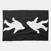 White Sasquatch Silhouette voor donkere achtergron Theedoek (Horizontaal)