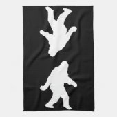 White Sasquatch Silhouette voor donkere achtergron Theedoek (Verticaal)