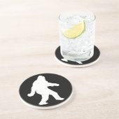White Sasquatch Silhouette voor donkere achtergron Zandsteen Onderzetter (Zijkant)
