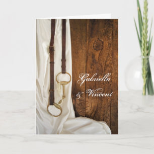 White Satin Horse Bit Western Wedding Invitation