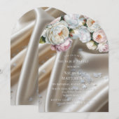 White Satin Roses and Peony Brunch & Bubbly Kaart (Voorkant / Achterkant)