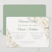 White Satin Roses Wedding Rehearsal Dinner Kaart (Voorkant / Achterkant)