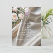 White Satin with Roses and Peony Wedding Shower Kaart (Staand voorkant)