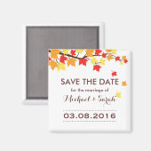 White Save the Date Maple Leaf Fall Wedding Magnet Magneet (Voorkant / Achterkant)