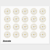 White Scallop Honey Label with Daisy and Honeybee (Vel)