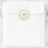 White Scallop Honey Label with Daisy and Honeybee (Tas)