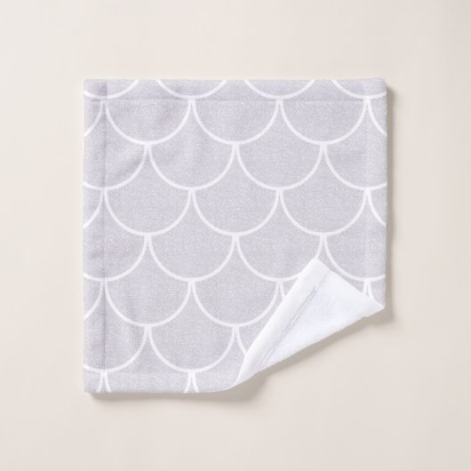 White Scalloped Mermaid Scale Pattern Bad Handdoek (Wasdoekje)