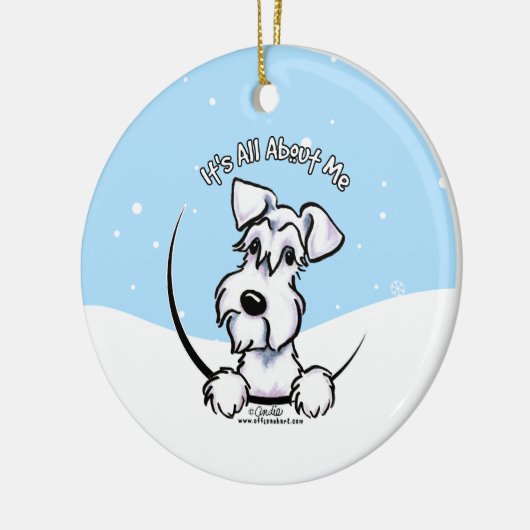 White Schnauzer heeft alles over me. Keramisch Ornament (Links)