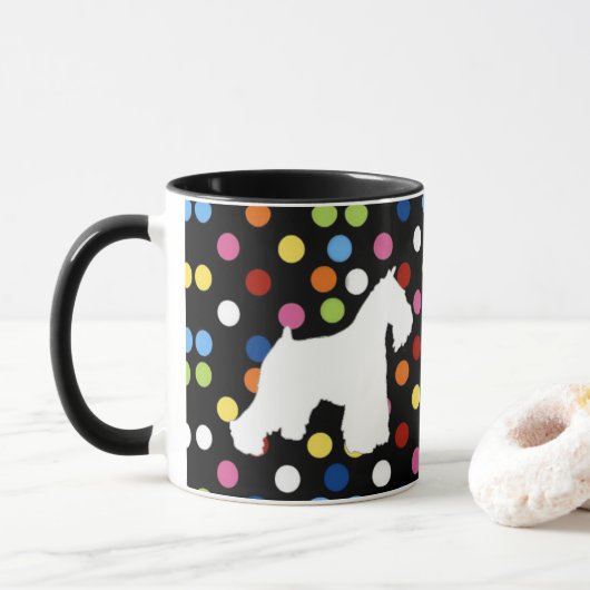 White Schnauzer Polka Dot Coffee Mok (Met donut)