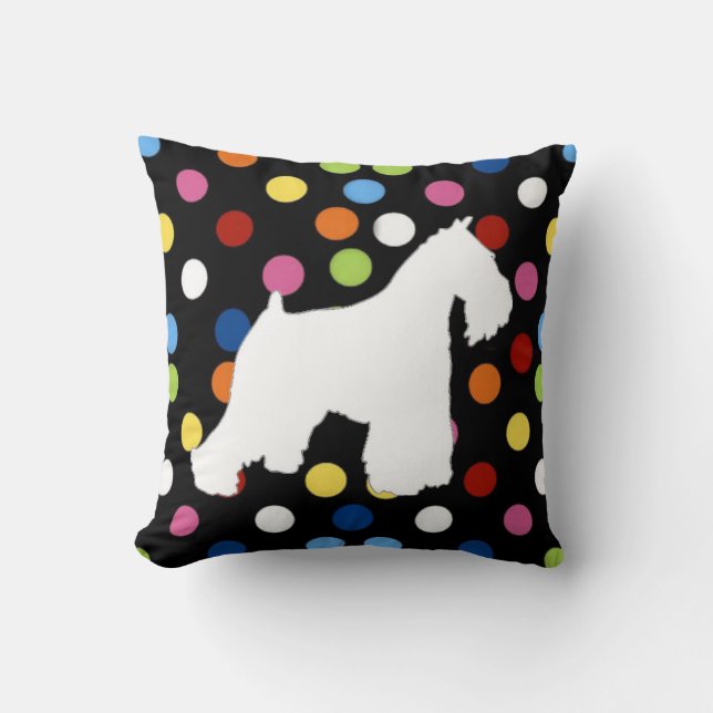 White Schnauzer Polka Dot Pillow Kussen (Voorkant)