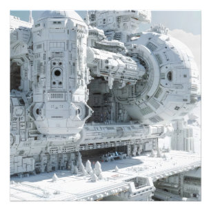White Sci-Fi Space Base Foto Afdruk