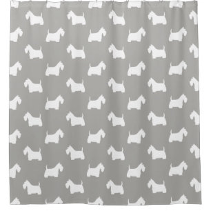 White Scottish Terrier Silhouettes Pattern Douchegordijn
