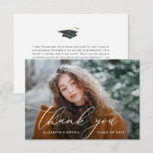 White Script afstuderen Dank u fotokaart Bedankkaart (Voorkant / Achterkant)