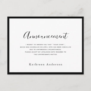 White Script Annuleringsaankondiging Briefkaart