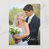 WHITE SCRIPT BRUILOFT BEDANKT FOTO BRIEFKAART (Voorkant)