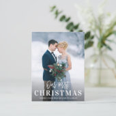 White script Eerste kerst bruiloft aankondiging Briefkaart