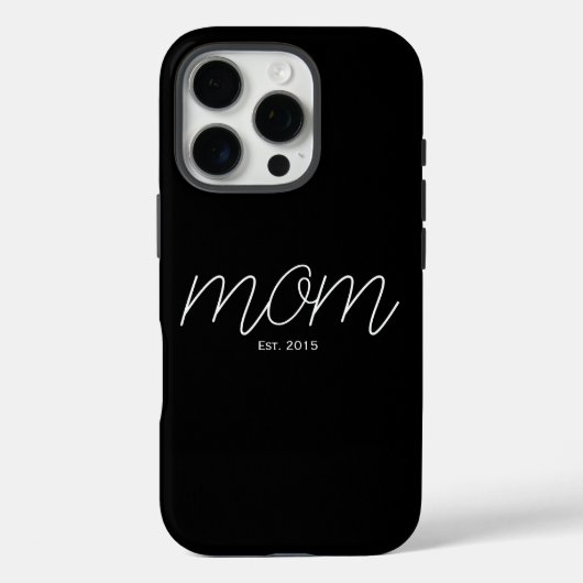 White Script Established Mom Black Case-Mate iPhone Case (Achterkant)