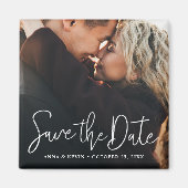 White Script Foto Opslaan van de datum magneet (Voorkant)