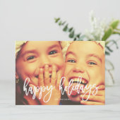 White Script Joyeux jours fériés Carte photo de No (Debout devant)