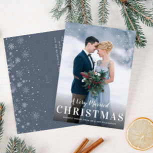 White script kerst bruiloft aankondiging briefkaart