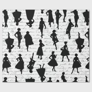 White script midden jaren 1950 silhouet cadeaupapier