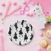 White script midden jaren 1950 silhouet papieren bordje (Feest)