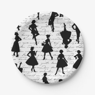 White script midden jaren 1950  silhouet papieren bordje