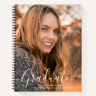 White Script Modern Afstuderen Afstuderen Foto Notitieboek
