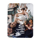 White Script Modern Photo Weddenschap Bedankt Magneet (Verticaal)