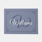 white script monogram blue home doormat  deurmat (Voorkant)