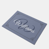 white script monogram blue home doormat  deurmat (Schuin)