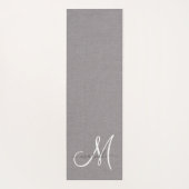 White Script Monogram Grey Linen Yogamat (Achterkant)