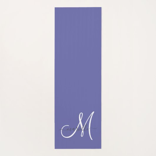 White Script Monogram Periwinkle Yoga Mat (Achterkant)