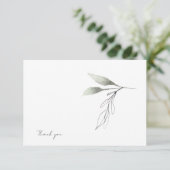 White Script naam botanisch dank u Bedankkaart (Staand voorkant)