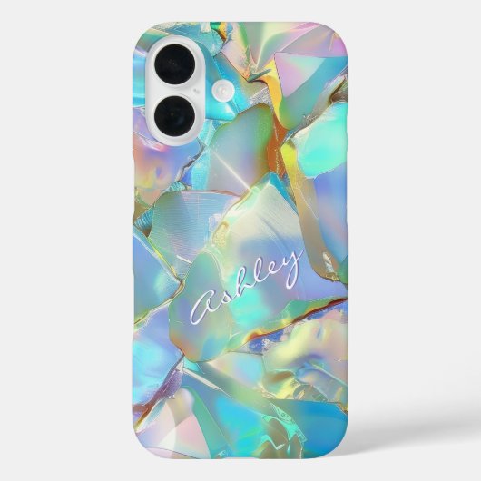 White Script Naam op Opal achtergrond Case-Mate iPhone Case (Achterkant)