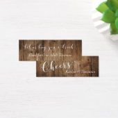 White Script on Brown Rustic Wood Drink Tickets Mini Visitekaartjes (Bureau)