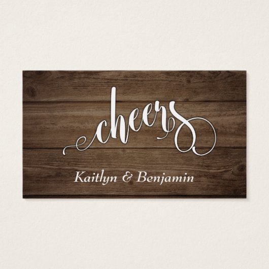 White Script on Rustic Brown Wood, Drink Tickets (Dos)