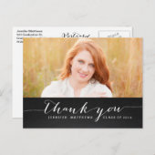 White Script Rustic Afstuderen Hartelijk dank Brie Briefkaart (Voorkant / Achterkant)