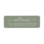 White Script Sage Green Return Address Label (Voorkant)