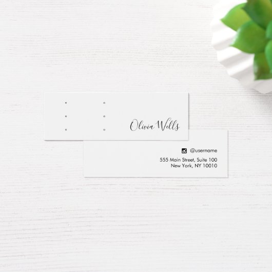 White Script Three Pair Stud Earring Holes Mini Visitekaartjes (Bureau)